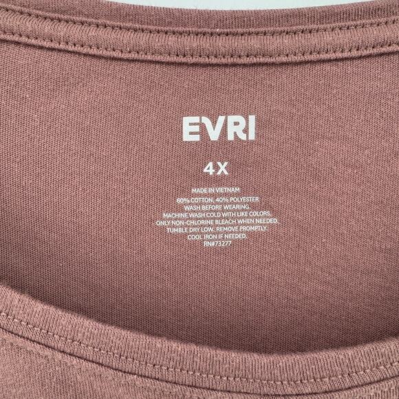 EVRI Women’s 4X Blush Pink Tie-Front Top Short Sleeve Plus Size Casual Shirt - Picture 3 of 6